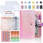 Starry Sky A6 Budget Binder Eelarveplaneerija Kaasaskantav kerge raha &uuml;mbrikud Raha korraldaja roosa