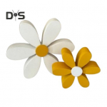 2 tk 3D karikakarde dekoratsioonid puidust rustikaalsed lillede keskpunktid iseseisvad lilleornamendid riiulis istujad lasteaia magamistoa v&otilde;i elutoa jaoks valge/kollane