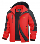 Hooajav&auml;line pikk jope Meeste Kapuutsiga Tuulekindel Vett H&uuml;lgav Vihmajakk Tuulejope 5 Taskut Matkamiseks, Kalastamiseks, Reisimiseks 4XL punane