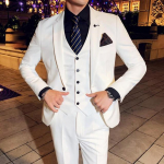 Meeste &auml;rilised kaheosalised &uuml;likonnad /Meeste Slim Fit Beež Peigmehe pulmakleit Smoking jakid Vaba aeg (Bleiserid + p&uuml;ksid )6xl 7xl Asia 5XL 86-90kg valge