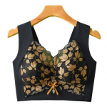 Naiste lilleline pitsrinnahoidja, mis katab t&auml;ielikult katvat alusrinnahoidjat, suures suuruses Push Up spordipesu &Otilde;mblusteta t&otilde;stev rinnahoidja raskete rindade jaoks XXL hall/sinine