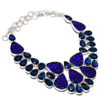 Natural Blue Moldavite, Iolite 925 Sterling Silver Jewelry Necklace 18 r2f65