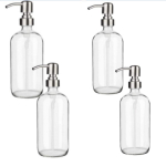 4 klaasist seebialus - (17 untsi / 500 ml)Selge seebidosaator k&ouml;&ouml;ki, t&auml;idetav vedelseebidosaator roostevabast terasest pumbaga 500ml&Glass white