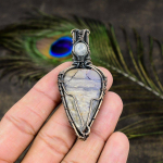 Purpurite, Moonstone Copper Wire Wrap Jewelry Pendant 2.76 k3m69