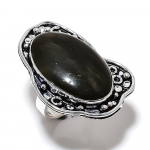 Silversheen Obsidian Handmade 925 Sterling Silver Ring Size 10 b0k67