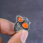 Orange Carnelian Handmade 925 Sterling Silver Ring Size 6 Gift For Her c5f26