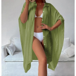 Suvine Vaba Kampsun P&auml;ikesekaitse Sarong Naine Bikiinide Pealekate Ujumisriided &Uuml;hev&auml;rvilised Ranna-pealsed Ujumisriided Naiste Kimono kleit One Size heleroheline v&auml;rv
