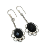 Natural Black Spinel Gemstone 925 Sterling Silver Jewelry Earring 2.52 e9r99