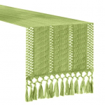 Boho Lauajooksja Talumaja Kootud Makramee Lauajooksja Kodukujundus Rustikaalne Lauajooksja Tuttidega &Auml;&auml;rtega S&ouml;&ouml;gilaua Kaunistuseks 120cm roheline
