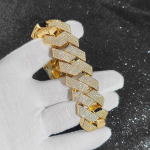 Paks Tugev 25mm Kuus Rida K&uuml;&uuml;nisega Kinnitusega Kuuba L&uuml;lidega Kett J&auml;&auml;ga Katta Hip Hop Valge/18k Kullatud Kaelakee Ehted Naistele Meestele Kingitused 8inch Bracelet