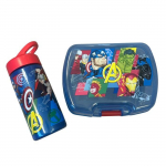 Set Repas Enfant Avengers avec Bo&icirc;te &agrave; Gouter et Gourde 420ml Plastique Bleu pour Ecole et Sorties