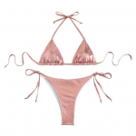2 tk/komplekt Naiste seksikas bikiinikomplekt Pronksja pinnaga, p&auml;itsetega rinnahoidja, n&ouml;&ouml;riga p&uuml;ksikud, kiirelt kuivav ujumistrikoo, rannariided S