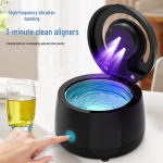 Ultraheli proteeside ja alainerite puhastaja sterilisaator: Antibakteriaalne ja n&auml;htamatu ortodontiline desinfitseerimisvahend Black US Regulation