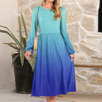 Women's fashionable loose gradient printed round-neck dress XL