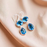 &Scaron;veitsi sinine topaas v&auml;&auml;riskivi 925 sterlingh&otilde;be ehted k&auml;sitsi valmistatud k&otilde;rvar&otilde;ngad 1,88 EE-73-9