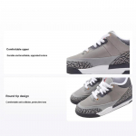 Air Jordan 3 Retro PS Cool Grey 2021 Laste tossud H&otilde;bedane Hele-Grafiit Apelsinikoorev&auml;rvi 429487-012 29.5