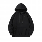 Li Ning Spordimoe seeria Tr&uuml;kitud logoga vabaaja pusa Unisex kapuutsiga dressipluusid Must LN-YWDU481-1 XL
