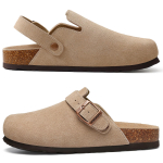Moodsad Crestar Naiste Suede Klounid Reguleeritava Rihmaga Moodne Korgist Tald Ehtsa Nahast Muulad Uus Mugavus Slip-on Kartulikingad 38 beige
