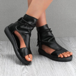 Mood Suvine Mood Naiste Sandaalid Uued Retro Pehme PU Nahk Daamide Lahedad Saapad Kala Suu Sandaalid Kiilud Keskmise Kontsaga Kingad Sandalias 35 must