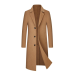 S&uuml;gis ja Talv Uus Meeste K&auml;sit&ouml;&ouml; Kahepoolne Villane Mantel Korea Versioon Kitsas L&otilde;ige Pikk P&otilde;lvepikkune Villane Mantel Trenchcoat 185 khaki