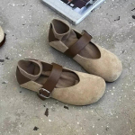 Retro mitmek&uuml;lgsed &uuml;he rihmaga madala suuga Mary Jane naiste kingad, uued &uuml;he rihmaga tasase tallaga mugavad baleriinad 35 khaki