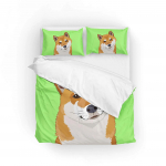Shiba Inu tekikott Armas Shiba Inu voodipesukomplekt armas kollane koer Multifilm Loomade talumaja Lemmikloomad Pol&uuml;ester tekikott EU single(135x200cm)