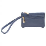 Fashionable PU coin storage bag with double zippers and solid color , lightweight and small card bag for women One Size