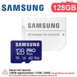 Samsung 128GB PRO Plus microSD m&auml;lukaart 256GB microSDXC,512GB Kuni 180 MB/s,Full HD & 4K,UHS I,C10,U3,V30,A2,telefonidele GoPRO ja DJI droonikaameratele 【128GB】