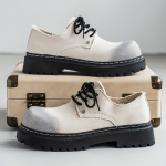 Meeste Briti Retro Lai &Uuml;mar Nina Derby Kingad V&auml;litingimustes &Auml;ri Platvorm Meeste Kingad Paks K&uuml;ljelt&otilde;mblukuga Vabaaja Nahast Kingad Zapatos Hombre 39 valge