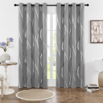 2-pakiline pimendav kardin, aasadega, termoisoleeritud, ruumi pimendav, lainelise fooliumtr&uuml;kiga, magamistoa jaoks 52 63 inch&Grommet Top gray