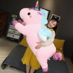 KUY Kuum 2020 Uus Pehme Kallistatav Armas Vikerkaar Kawaii &Uuml;kssarvik Pl&uuml;&uuml;s M&auml;nguasi Hiiglaslik T&auml;idisega Loomnukk Lendav Hobune Lapsele T&uuml;drukutele Kingitus 60cm