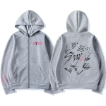 Stray Kids Kpop Maxident Prindiga Lukuga Kapuutsiga Dressipluus Korea Stiil Y2 3XL hall v&auml;rv