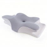 1 Liblikakujuline M&auml;luvahust Padi 4 Stsenaariumi jaoks - Ergonomiline Kaela Toetus, Aeglaselt Taastuv Uni L&otilde;&otilde;gastus Kaela Padi, Selili- ja K&uuml;lili Magajatele 1pc hall