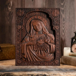 Antiikne religioosne kirik Neitsi Maarja P&uuml;ha S&uuml;dame puuskulptuur, Katoliku p&uuml;haku kujutis kodu kaunistus 25cm