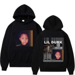 R&auml;ppar Lil Durki uus album Kahepoolse tr&uuml;kiga dressipluusid Meeste Hip Hop Vintage Pikkade varrukatega dressipluus Mehelik &Uuml;le suuruse dressipluus Streetwear 2XL black