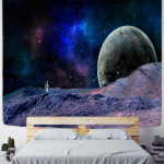 Linnutee seinavaip Kosmos T&auml;htedevaheline Universum Kuu P&auml;ike Maa Seina vaip Seinakujundus Kangas Pol&uuml;ester Riputatav seinavaip 95x70CM