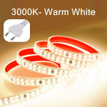 30M-0.5M 2835 LED-riba AC 220V EU pistikuga IP68 Veekindel 3000K/4000K/6000K 12MM Paindlik L&otilde;igatav Pehme Riba 240LED/M 15m soe valge v&auml;rv