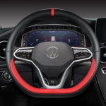 D-kujuline auto roolikatte kate VW Sharan Passat Caddy Touran Tiguan 2015- Teramont Atlas T-Roc T-cross 2017- jaoks punane