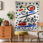 Joan Miro Vintage Abstraktne N&auml;itus Anime Seinava Riputatav Tarot Hippie SeinaVaibad Magamistuba Seinale Riputatavad Lehed 150x150cm