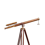 Antiikne messingist mereteemaline teleskoop 39&rdquo; puidust statiiviga | Muuseumikvaliteediga p&otilde;randal seisav dekoratsioon ja funktsionaalne mereline p&auml;rand 99 CM brown