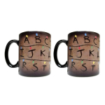 Retro v&auml;rviline n&ouml;&ouml;ripirn T&auml;hestik Kohvitass V&auml;rvi muutev keraamiline kruus Maamees kuumatundlik kruus kuuma kakao, tee, piima ja kuumade jookide jaoks 2pcs black