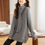 Kampsun naistele S&uuml;gis Talv Paks Soe Kootud Veniv Pikkade varrukatega &Uuml;lem&otilde;&otilde;dulised Topid XXXL hall