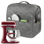 Seis mikseri kate KitchenAid kallutatava peaga 4,5-5 kvartalile, tolmukate majapidamisvidinate ja tarvikute taskuga hall