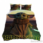 Voodipesu Komplekt Anime Yoda Beebi Kahekohaline Kahekohaline T&auml;is Kuninganna Kuningas Lapsed Voodipesu Tekikott Padjap&uuml;&uuml;r Kaunistus J&otilde;ulukingitused EU Single(135*200cm)3pcs