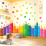 Decowall Eriti suur v&auml;rviline pliiats Seinamaal V&auml;rviline vikerkaare kriit Laste m&auml;ngutuba Eemaldatav DIY Imiku kingitus Kleebised, &Auml;&auml;r, Tuba, Lasteaed, Koolieelne,