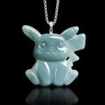 Naturaalne A-klassi sinine jada Pikachu ripats - Armas unisex j&auml;&auml;seemne jada multifilmikujundus S925 Silver (Includes Titanium Steel Chain)