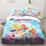 Winx Anime Kawaii Voodipesukomplekt Kerge Pehme Tekikott Dekoratiivne Teismelistele Poistele T&uuml;drukutele Kingitus Suur 140X200cm-2pcs