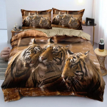 Tiiger 3D Prindiga Tekikott Komplekt Kuninganna Suurus Metsloomad Voodipesu Komplekt Lastele Teismeliste Toa Dekoor Loomakarva Tekikatted Komplektid 135x200cm