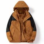 Meeste s&uuml;gis- ja talvine Soft Shell tuulekindel kolm-&uuml;hes tormijope pluss ka&scaron;miirist soe paarimantel 2XL pruun