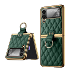 Vietao luksuslik nahast telefoni&uuml;mbris Samsung Galaxy Z Flip 7/6/5/4/3 jaoks, kuldse kattega r&otilde;ngashoidjaga - Objektiivikile kaitse, Roosa For samsung Z flip 6